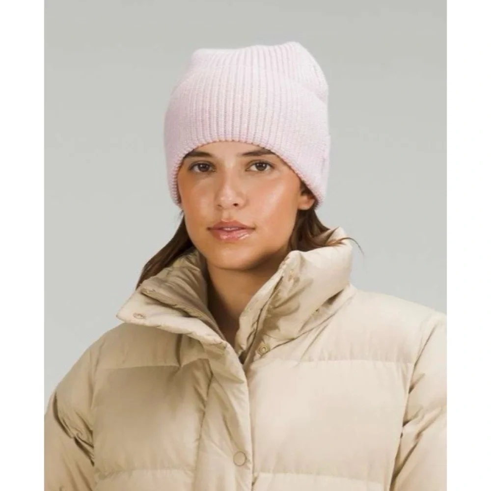 LULULEMON Pink Peony Ribbed Merino Wool-Blend Knit Beanie